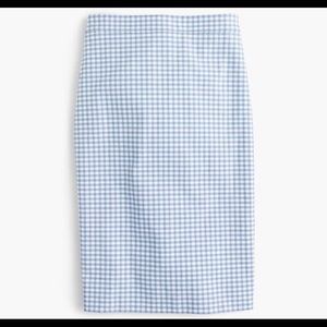 Jcrew blue gingham pencil skirt